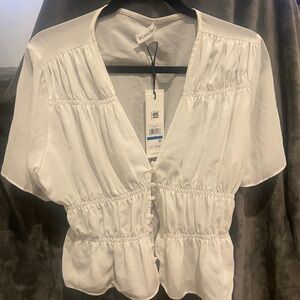 Womens Size XL Calvin Klein white short sleeve blouse